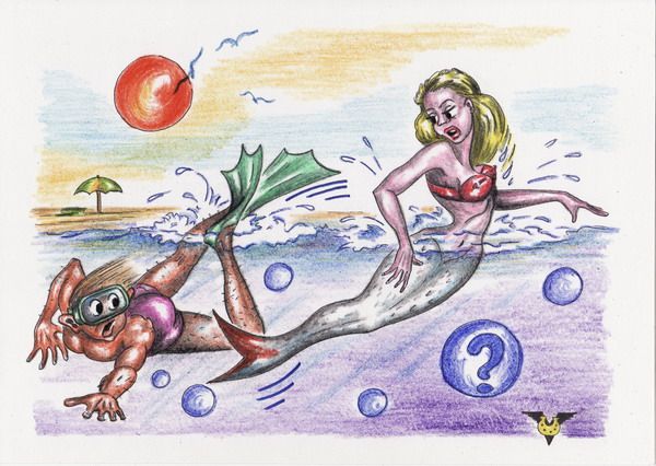 Карикатура: Ужасная рыбина, Владимир Уваров