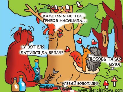 Карикатура: медведь, белочка, olenchinkova